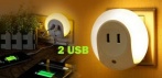 На ночник -зарядку 2 USB с датчиком света