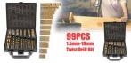 На набор высокопрочных универсальных сверл с титановым покрытием (99 шт