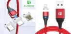 Магнитный кабель Lightning/type-c/microUSB  Ток до 3А,световая индикация,поддержка передачи данных!