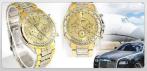На мужские наручные часы «Rosra» под золото на браслете. Надёжные и солидные!